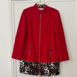 Red Leopard Trim Women's Jacket